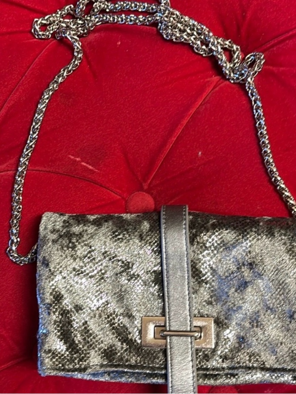 GAP Silver Metallic Chain Shoulder Clutch